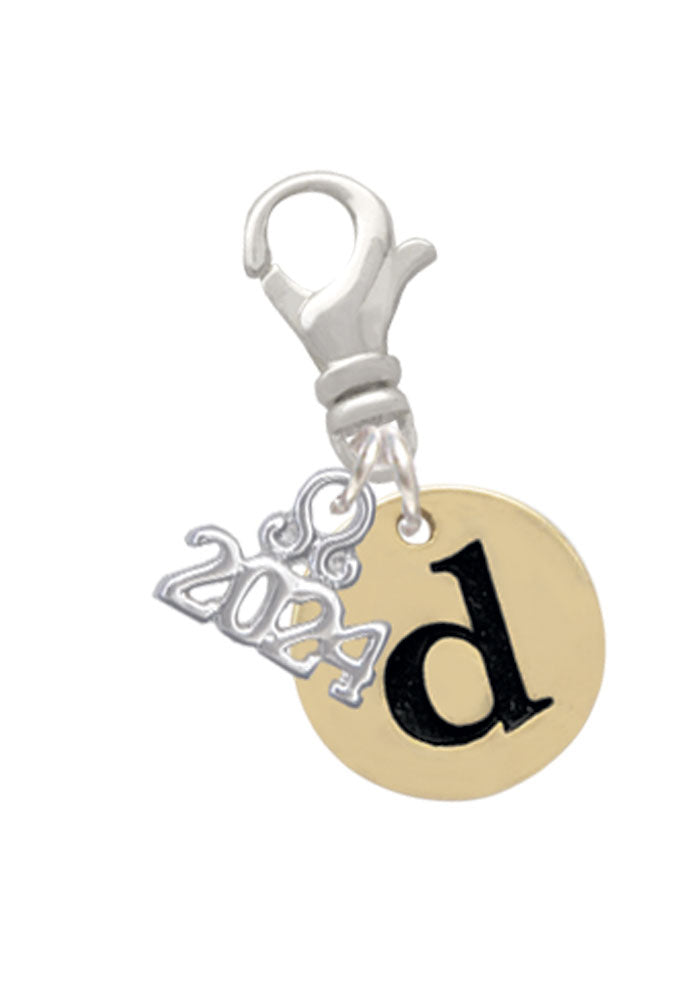 Delight Jewelry Goldtone Disc 1/2 Initial - Clip on Charm with Year 2024 Image 4