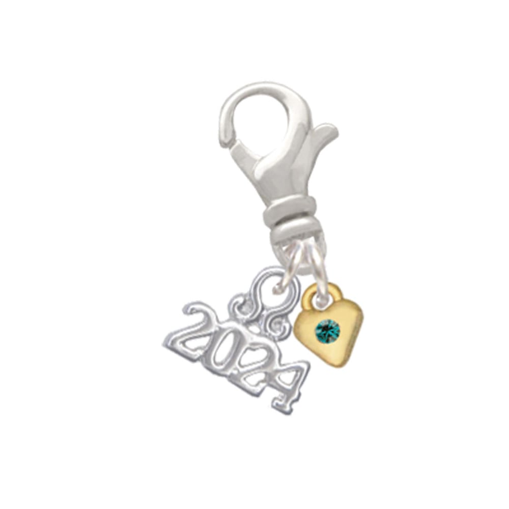 Delight Jewelry Goldtone Mini Birthday Month Crystal Heart Clip on Charm with Year 2024 Image 1