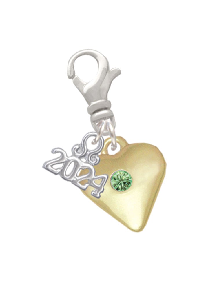 Delight Jewelry Goldtone Large Birthday Month Crystal Heart Clip on Charm with Year 2024 Image 1