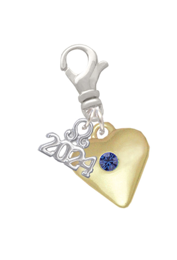 Delight Jewelry Goldtone Large Birthday Month Crystal Heart Clip on Charm with Year 2024 Image 9