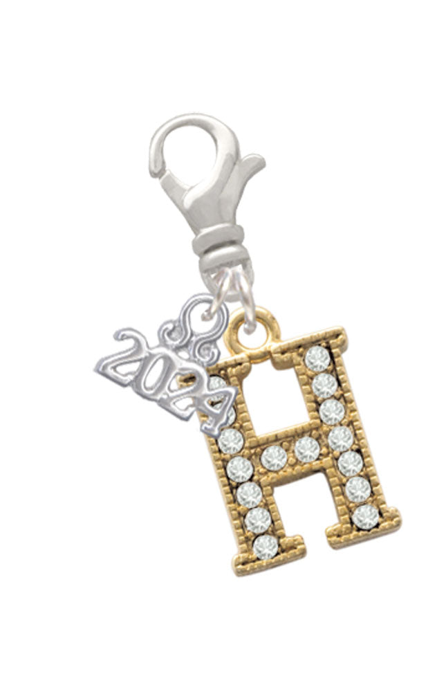 Delight Jewelry Goldtone Crystal Initial - Clip on Charm with Year 2024 Image 8