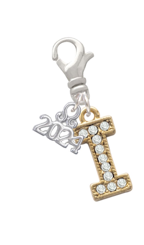 Delight Jewelry Goldtone Crystal Initial - Clip on Charm with Year 2024 Image 1