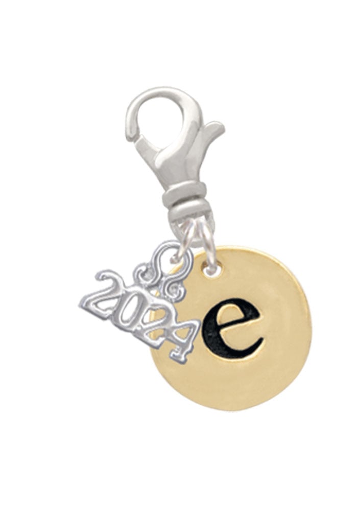 Delight Jewelry Goldtone Disc 1/2 Initial - Clip on Charm with Year 2024 Image 1