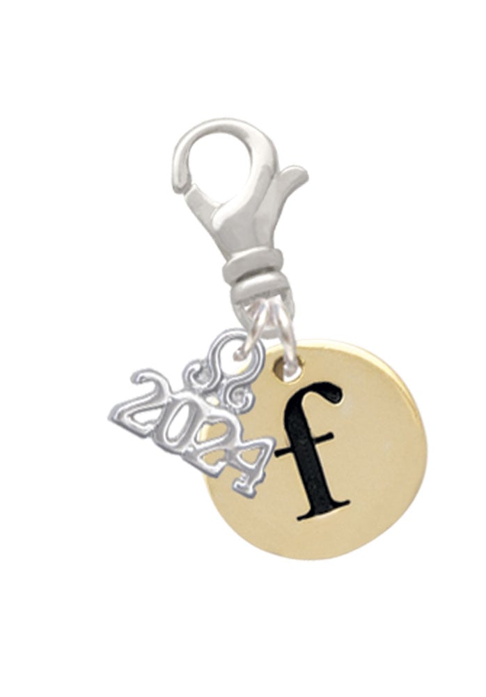 Delight Jewelry Goldtone Disc 1/2 Initial - Clip on Charm with Year 2024 Image 1