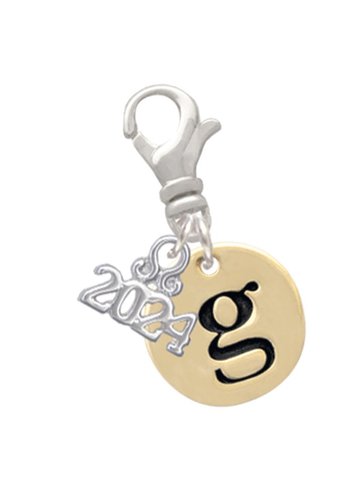 Delight Jewelry Goldtone Disc 1/2 Initial - Clip on Charm with Year 2024 Image 1