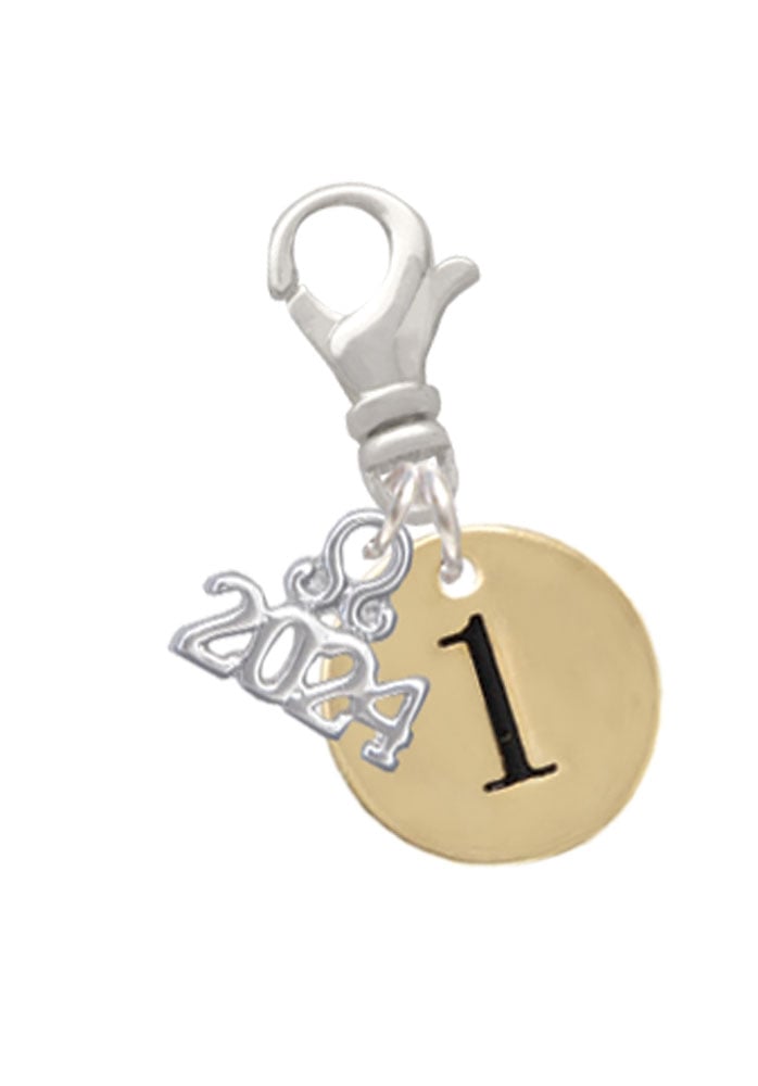 Delight Jewelry Goldtone Disc 1/2 Number - Clip on Charm with Year 2024 Image 1