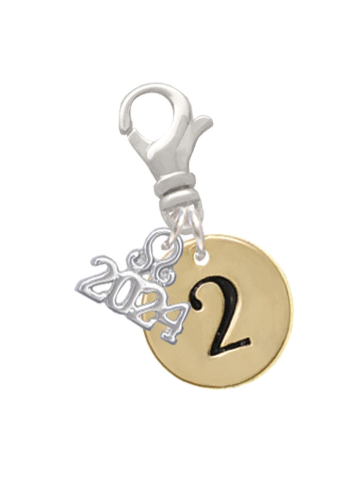 Delight Jewelry Goldtone Disc 1/2 Number - Clip on Charm with Year 2024 Image 3