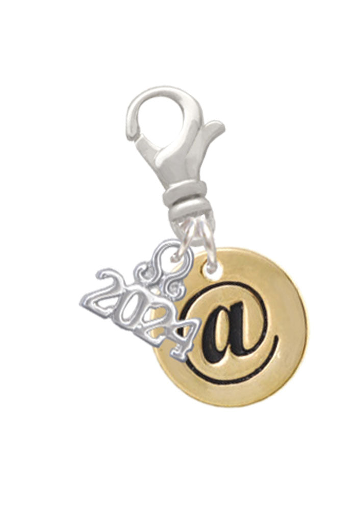 Delight Jewelry Goldtone Disc 1/2 - Symbol - Clip on Charm with Year 2024 Image 1