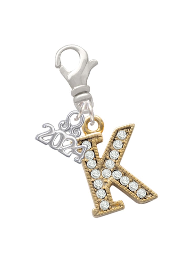 Delight Jewelry Goldtone Crystal Initial - Clip on Charm with Year 2024 Image 11