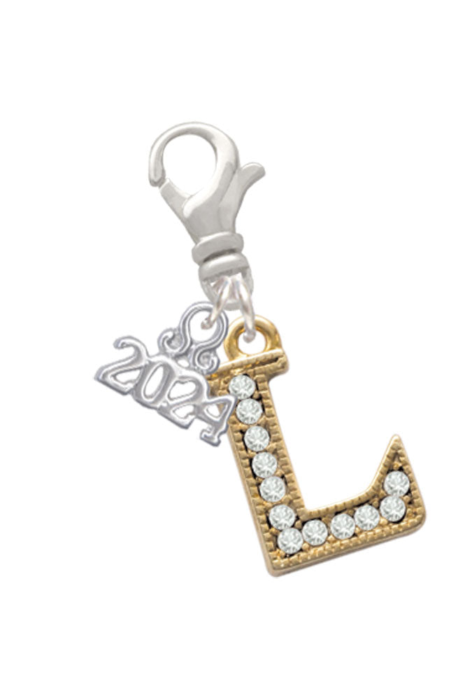 Delight Jewelry Goldtone Crystal Initial - Clip on Charm with Year 2024 Image 12