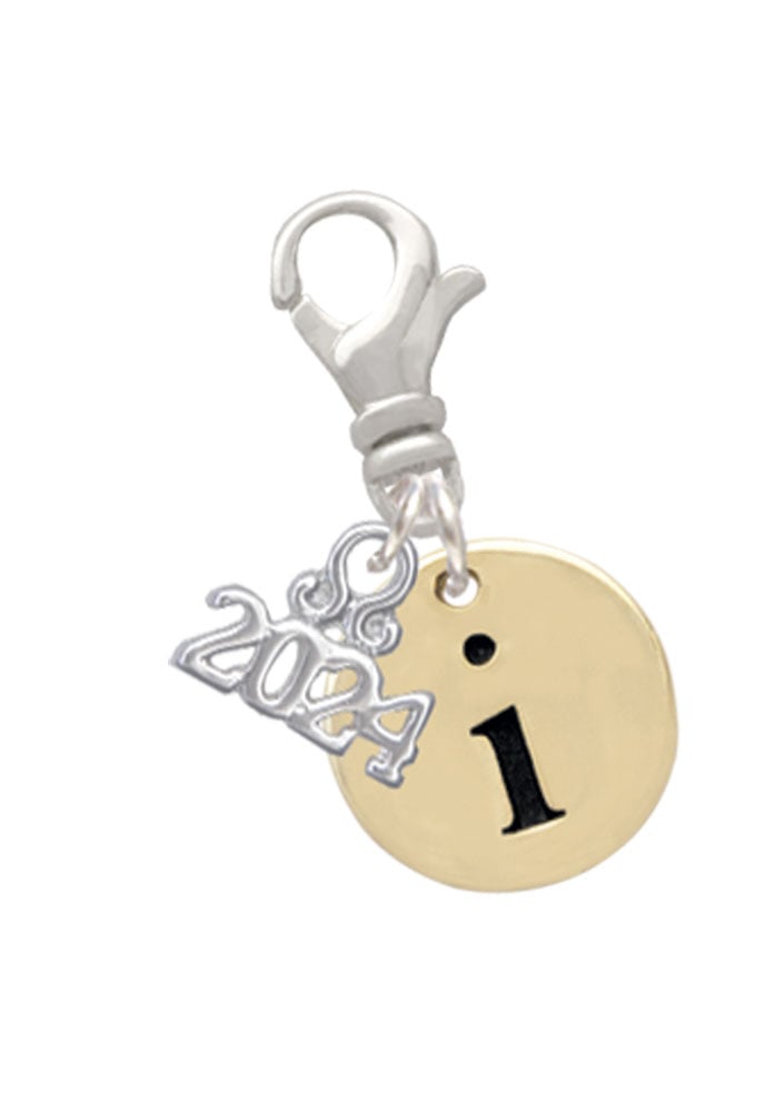 Delight Jewelry Goldtone Disc 1/2 Initial - Clip on Charm with Year 2024 Image 1