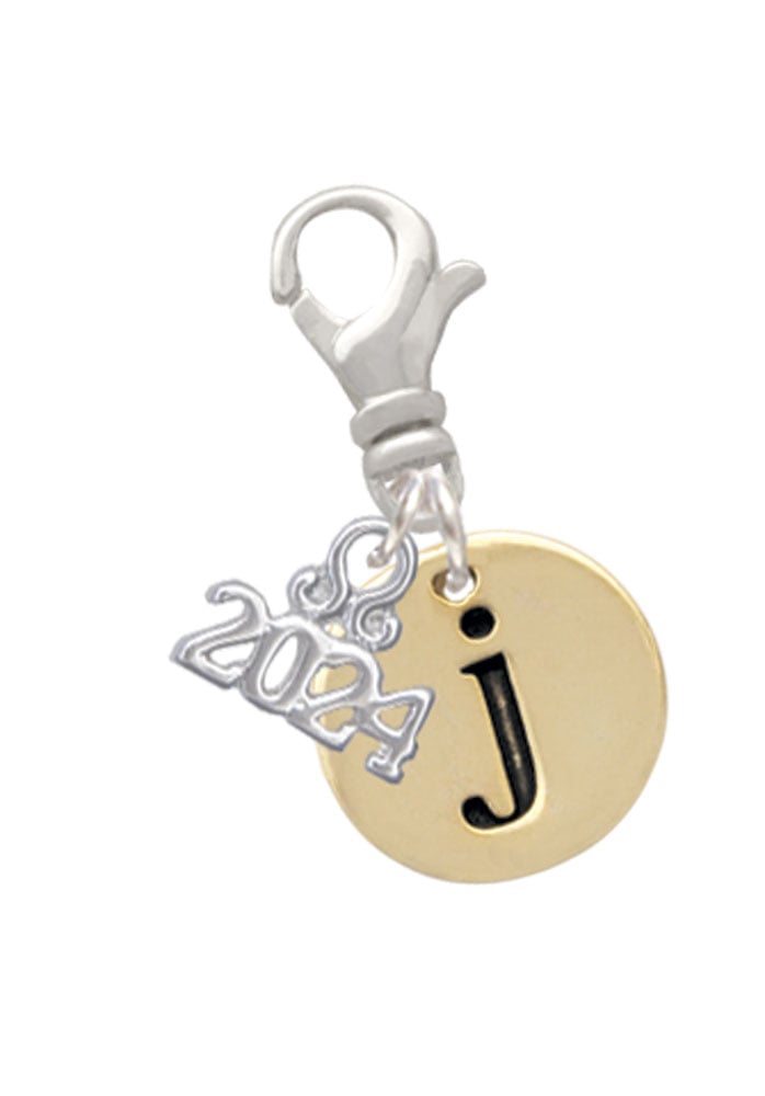 Delight Jewelry Goldtone Disc 1/2 Initial - Clip on Charm with Year 2024 Image 1