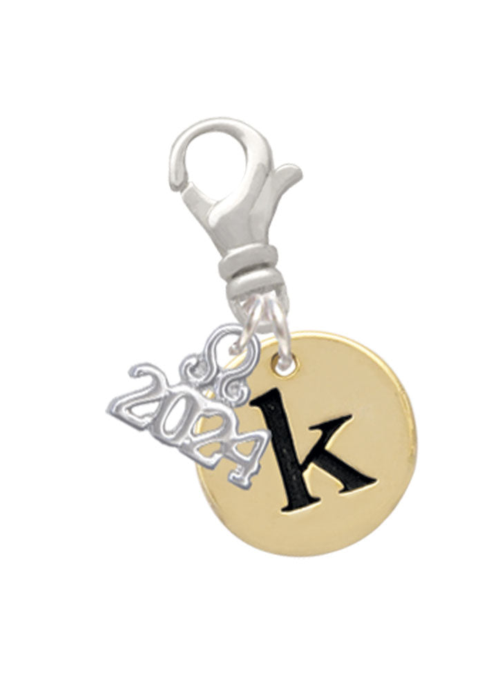 Delight Jewelry Goldtone Disc 1/2 Initial - Clip on Charm with Year 2024 Image 11