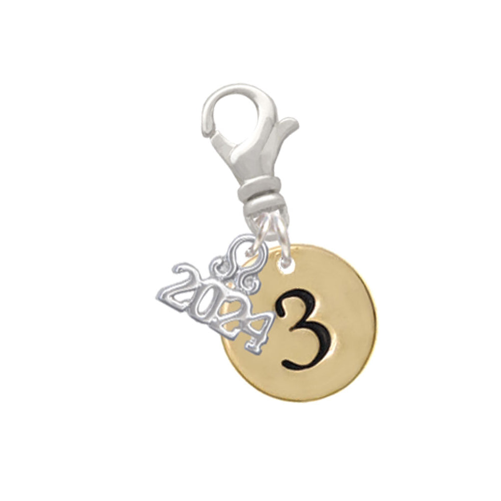 Delight Jewelry Goldtone Disc 1/2 Number - Clip on Charm with Year 2024 Image 4