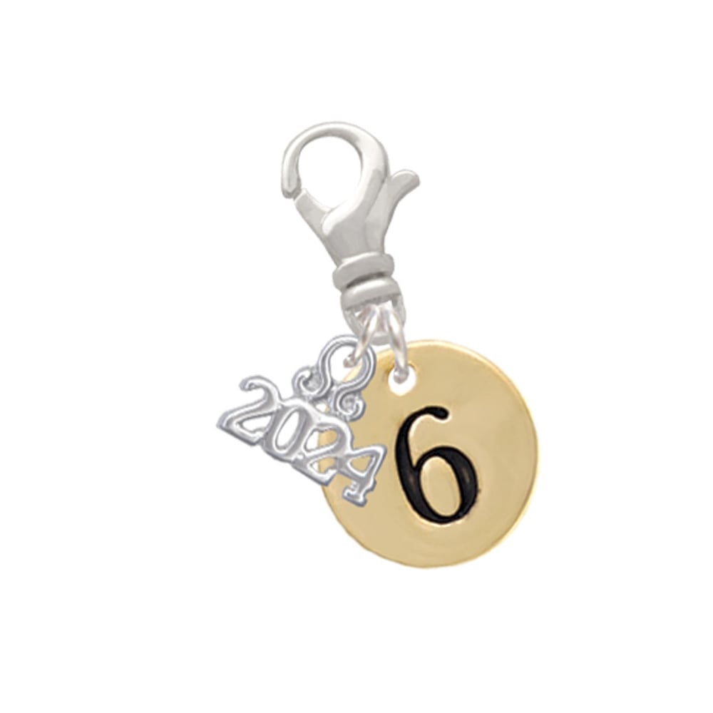 Delight Jewelry Goldtone Disc 1/2 Number - Clip on Charm with Year 2024 Image 1