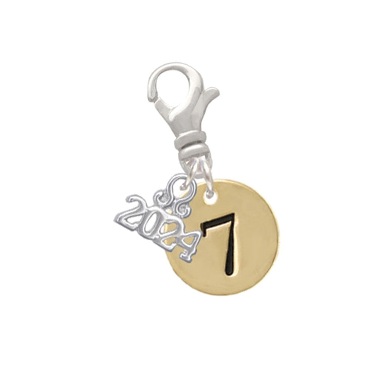 Delight Jewelry Goldtone Disc 1/2 Number - Clip on Charm with Year 2024 Image 1