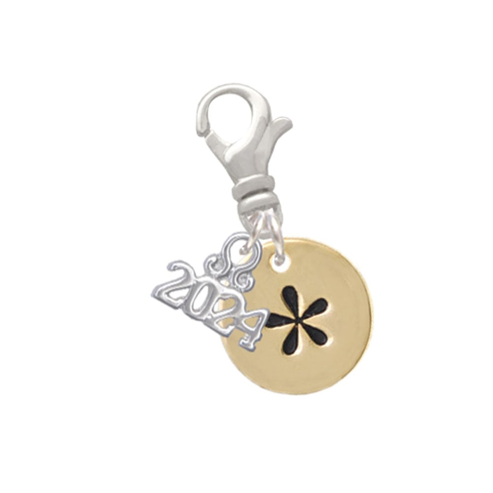 Delight Jewelry Goldtone Disc 1/2 - Symbol - Clip on Charm with Year 2024 Image 1