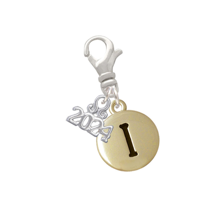 Delight Jewelry Goldtone Capital Letter - Pebble Disc - Clip on Charm with Year 2024 Image 9