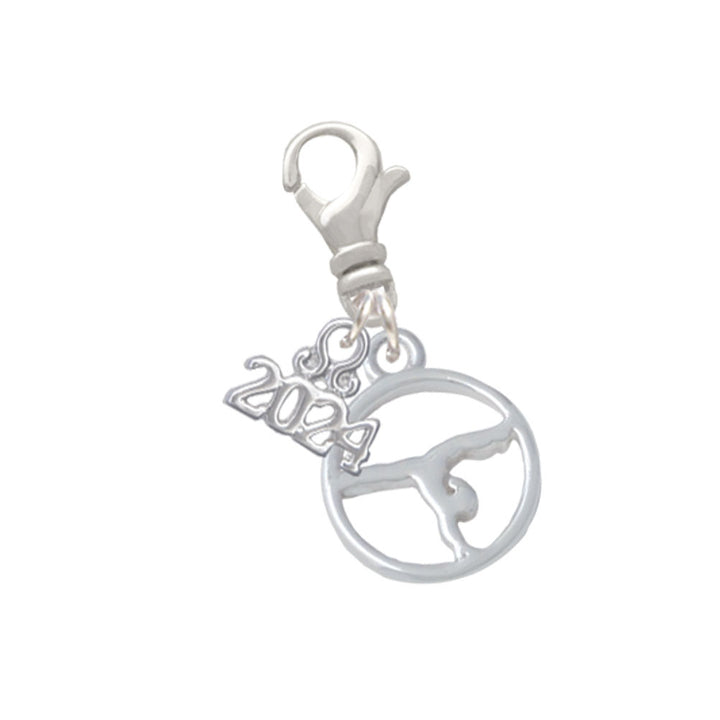 Delight Jewelry Gymnast Silhouette Disc - Clip on Charm with Year 2024 Image 1