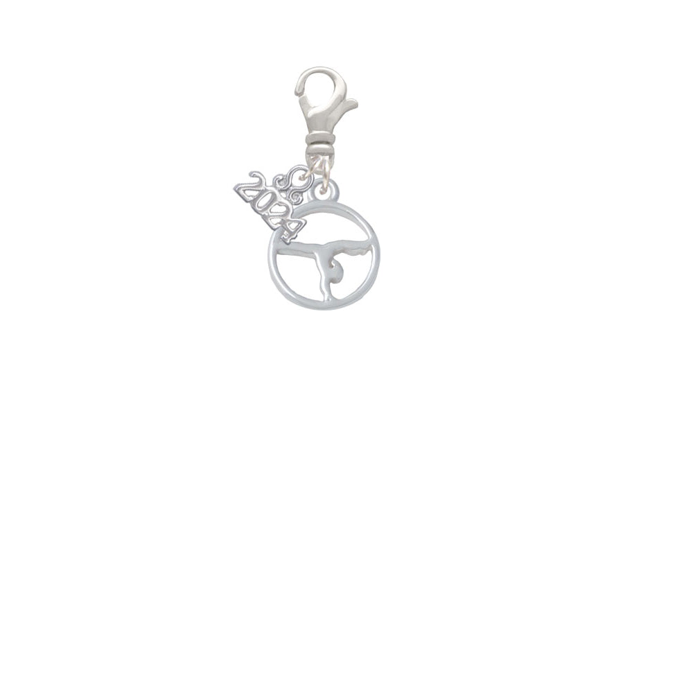 Delight Jewelry Gymnast Silhouette Disc - Clip on Charm with Year 2024 Image 2