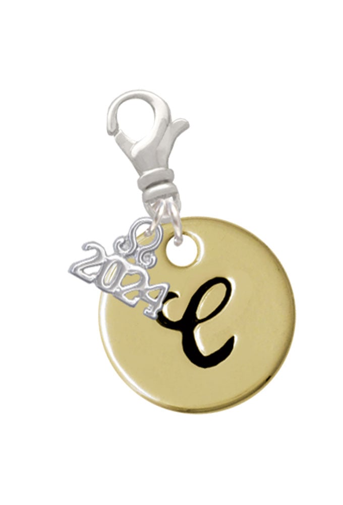 Delight Jewelry Goldtone Large Disc Letter - Clip on Charm with Year 2024 Image 1