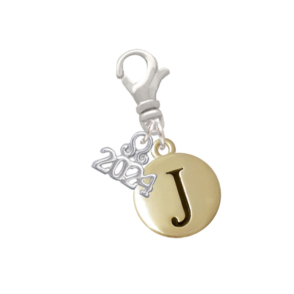 Delight Jewelry Goldtone Capital Letter - Pebble Disc - Clip on Charm with Year 2024 Image 10