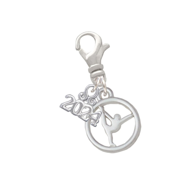 Delight Jewelry Gymnast Silhouette Disc - Clip on Charm with Year 2024 Image 1