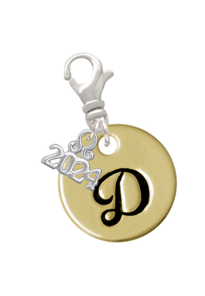 Delight Jewelry Goldtone Large Disc Letter - Clip on Charm with Year 2024 Image 4