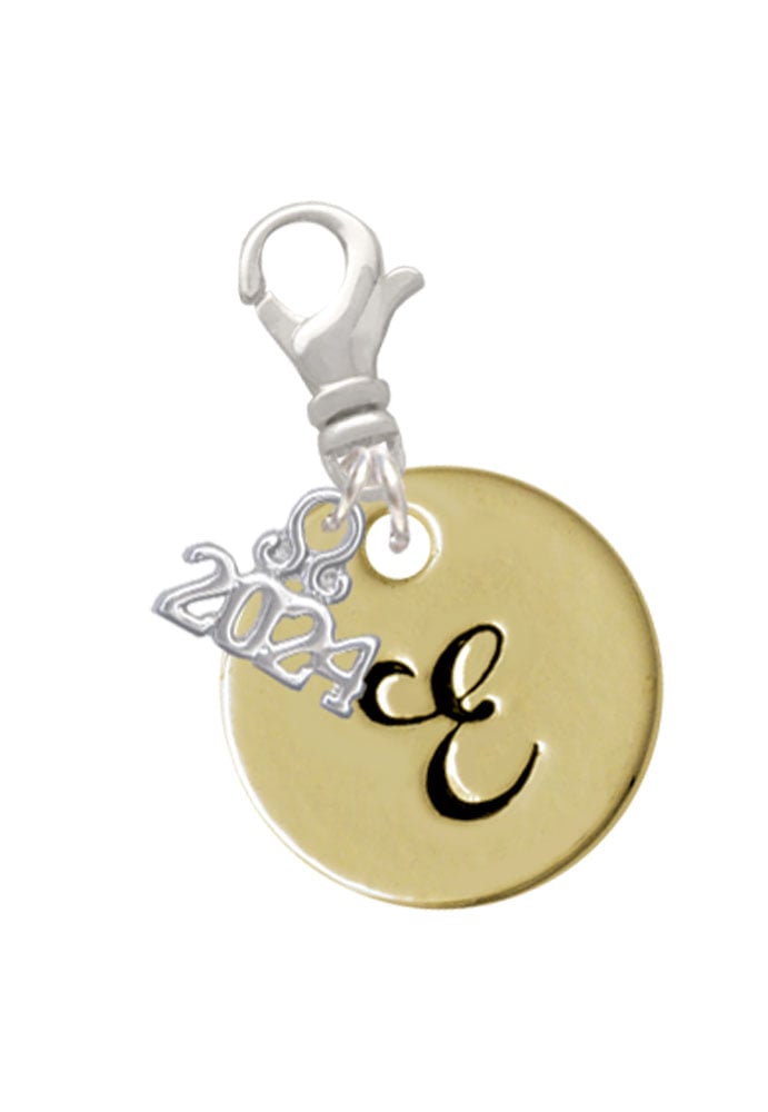 Delight Jewelry Goldtone Large Disc Letter - Clip on Charm with Year 2024 Image 1