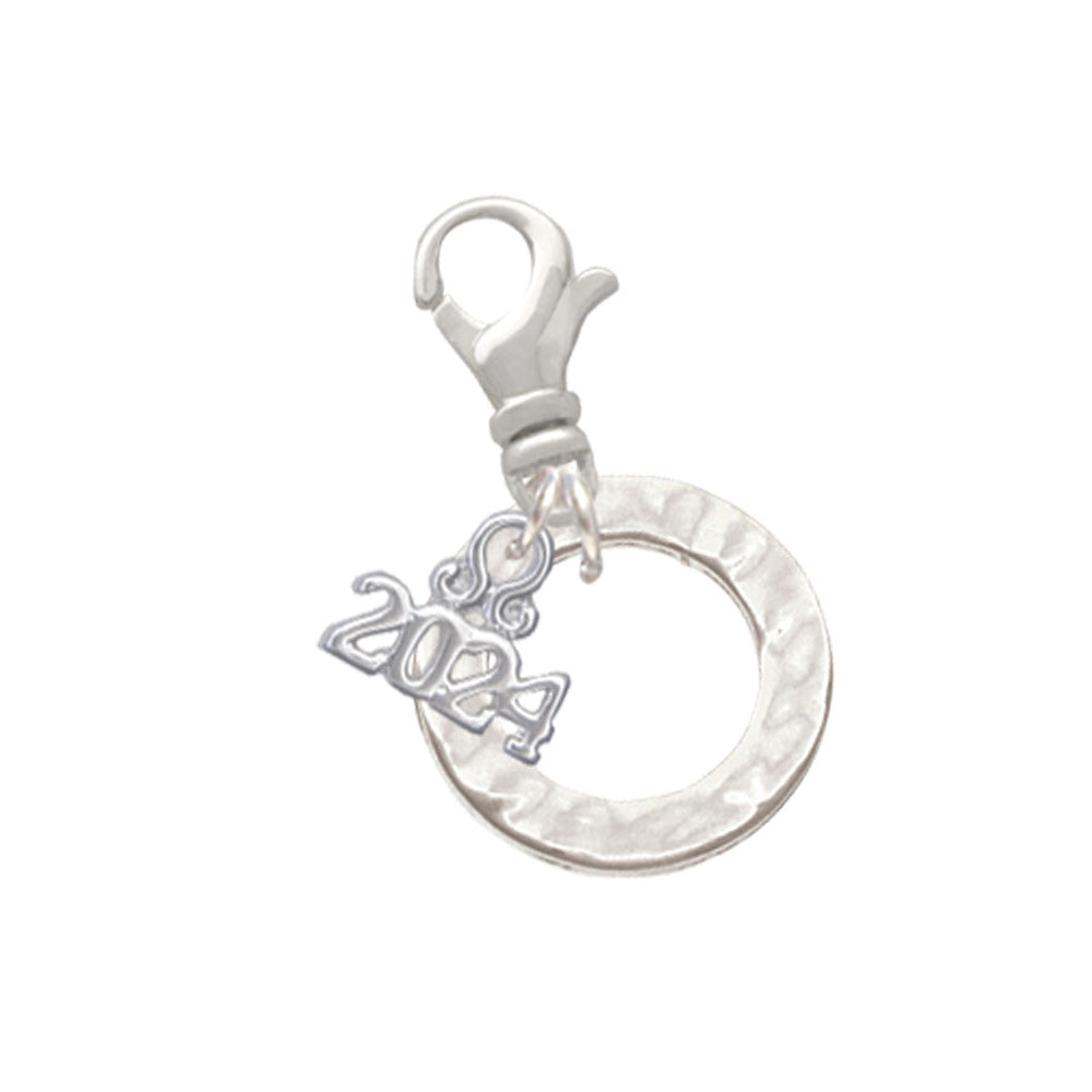 Delight Jewelry Plated Hammered Karma Ring Clip on Charm with Year 2024 Image 1