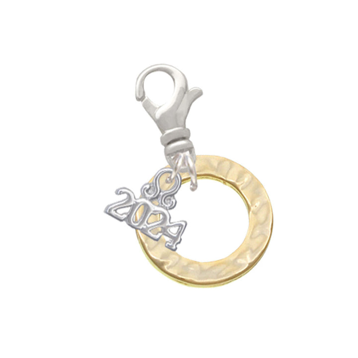 Delight Jewelry Plated Hammered Karma Ring Clip on Charm with Year 2024 Image 1