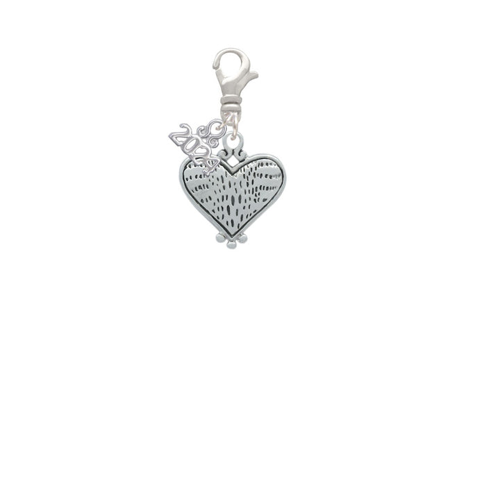 Delight Jewelry Plated Alligator Print Heart Clip on Charm with Year 2024 Image 2