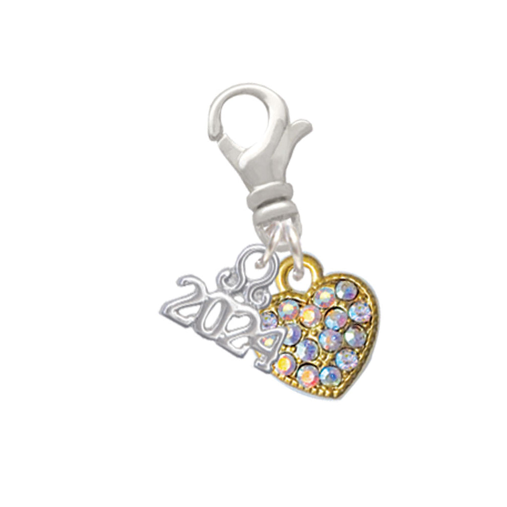 Delight Jewelry Clear AB Crystal Heart Clip on Charm with Year 2024 Image 1