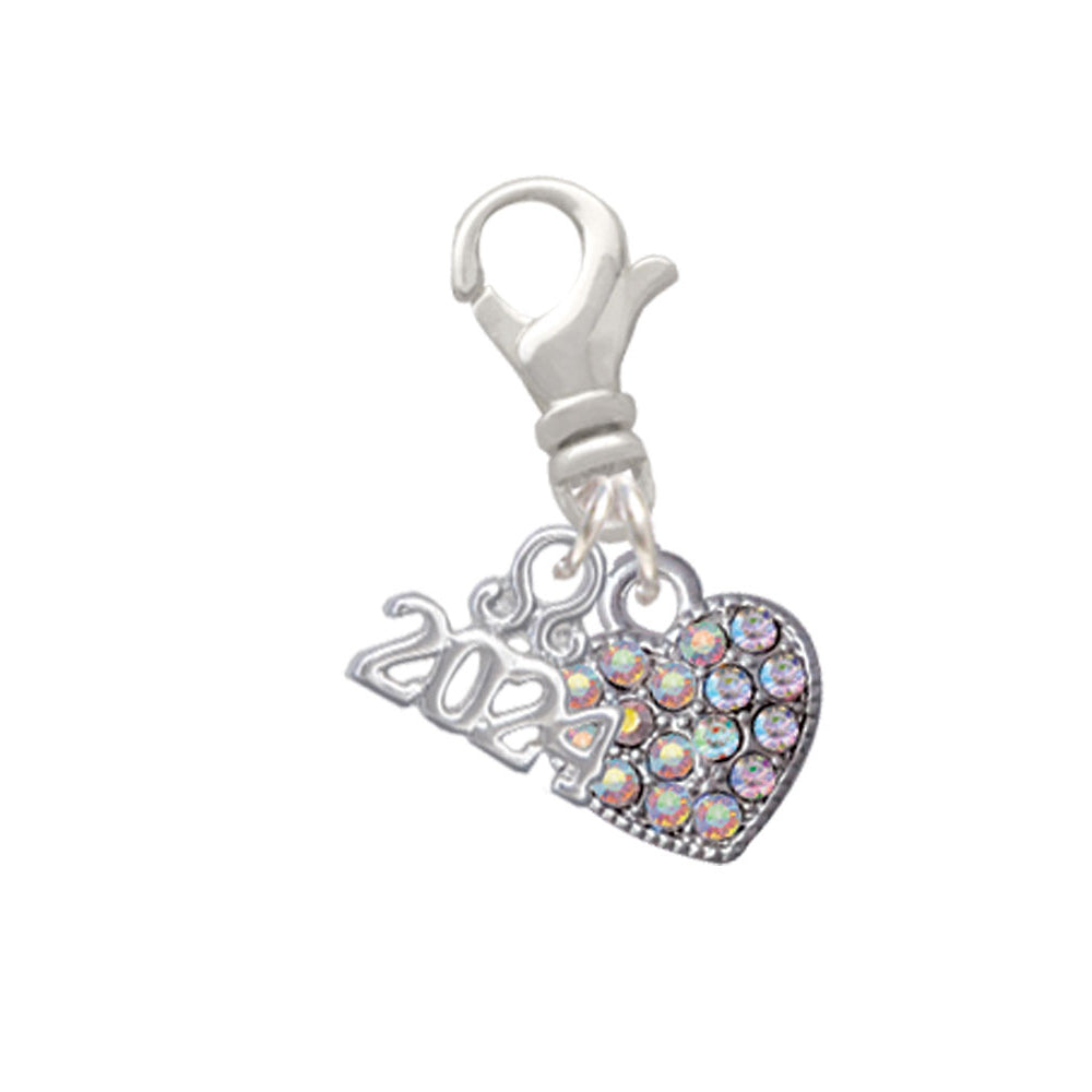 Delight Jewelry Clear AB Crystal Heart Clip on Charm with Year 2024 Image 4