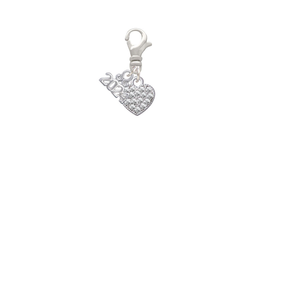 Delight Jewelry Clear Crystal Heart Clip on Charm with Year 2024 Image 2