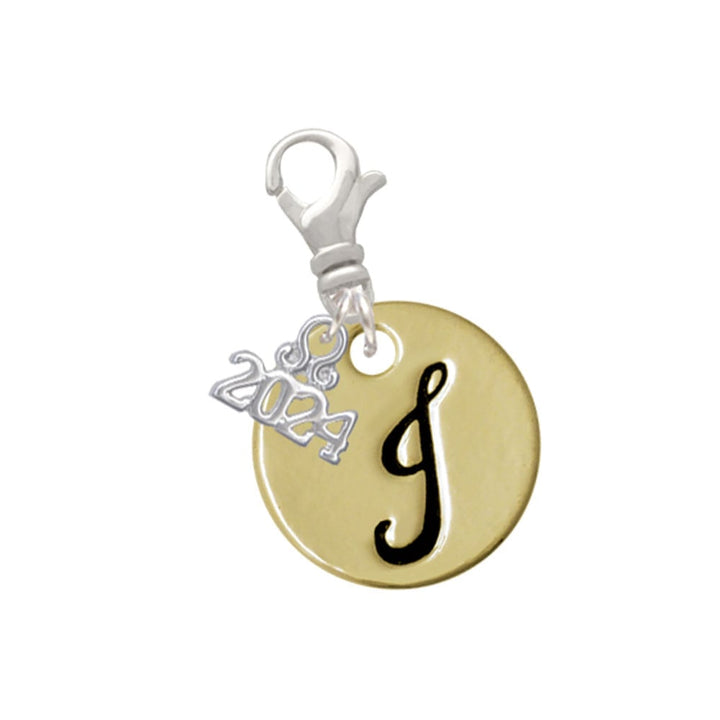 Delight Jewelry Goldtone Large Disc Letter - Clip on Charm with Year 2024 Image 1