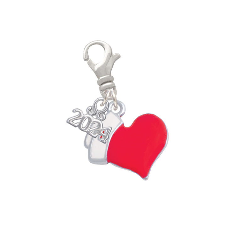 Delight Jewelry Silvertone Enamel Heart with Nurse Hat Clip on Charm with Year 2024 Image 1