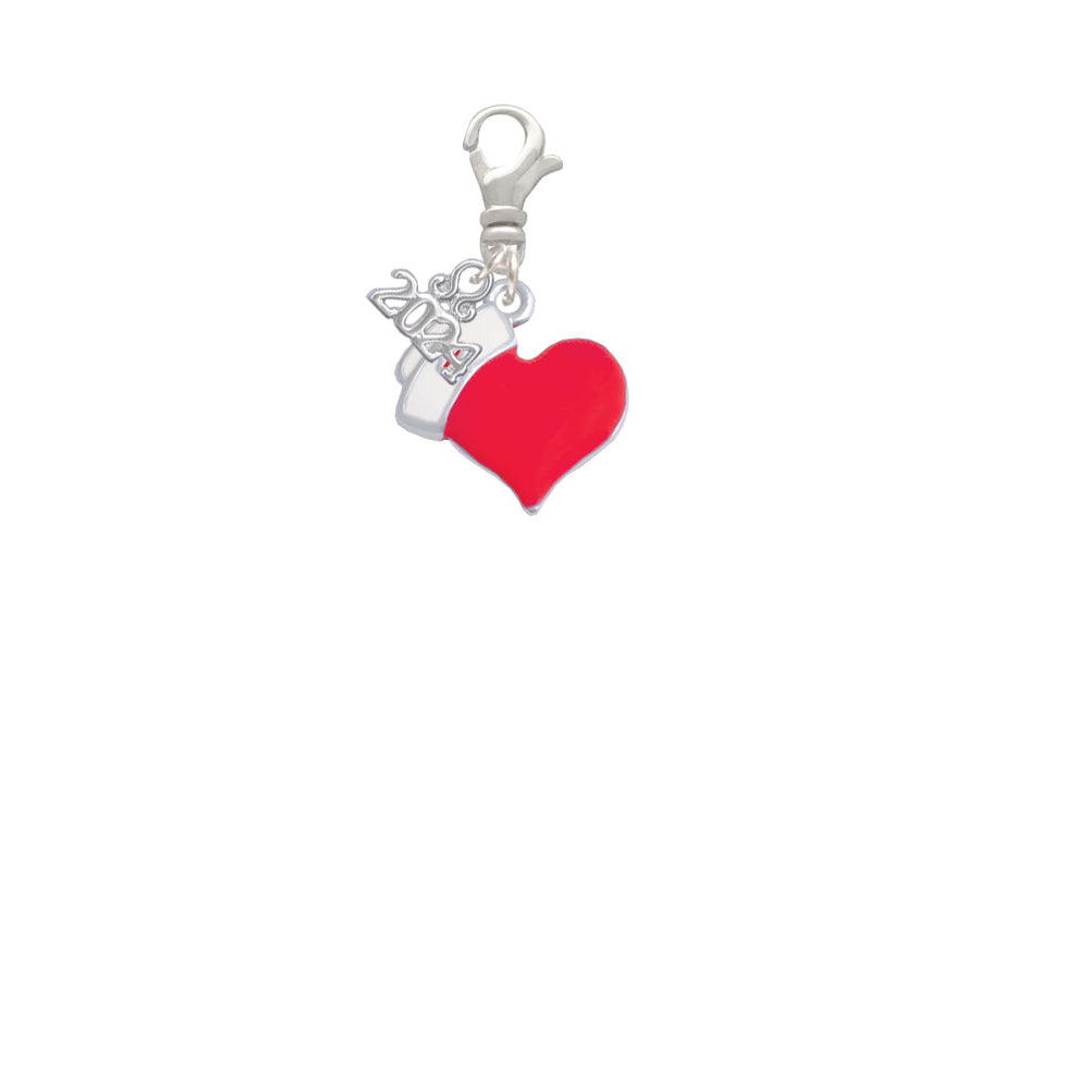 Delight Jewelry Silvertone Enamel Heart with Nurse Hat Clip on Charm with Year 2024 Image 2