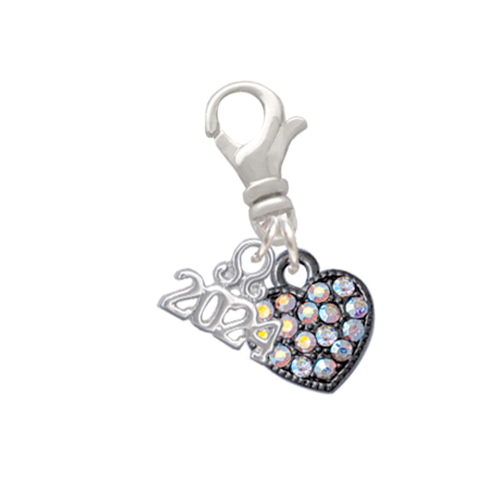 Delight Jewelry Clear AB Crystal Heart Clip on Charm with Year 2024 Image 6