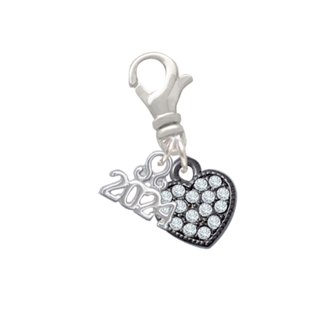Delight Jewelry Clear Crystal Heart Clip on Charm with Year 2024 Image 4