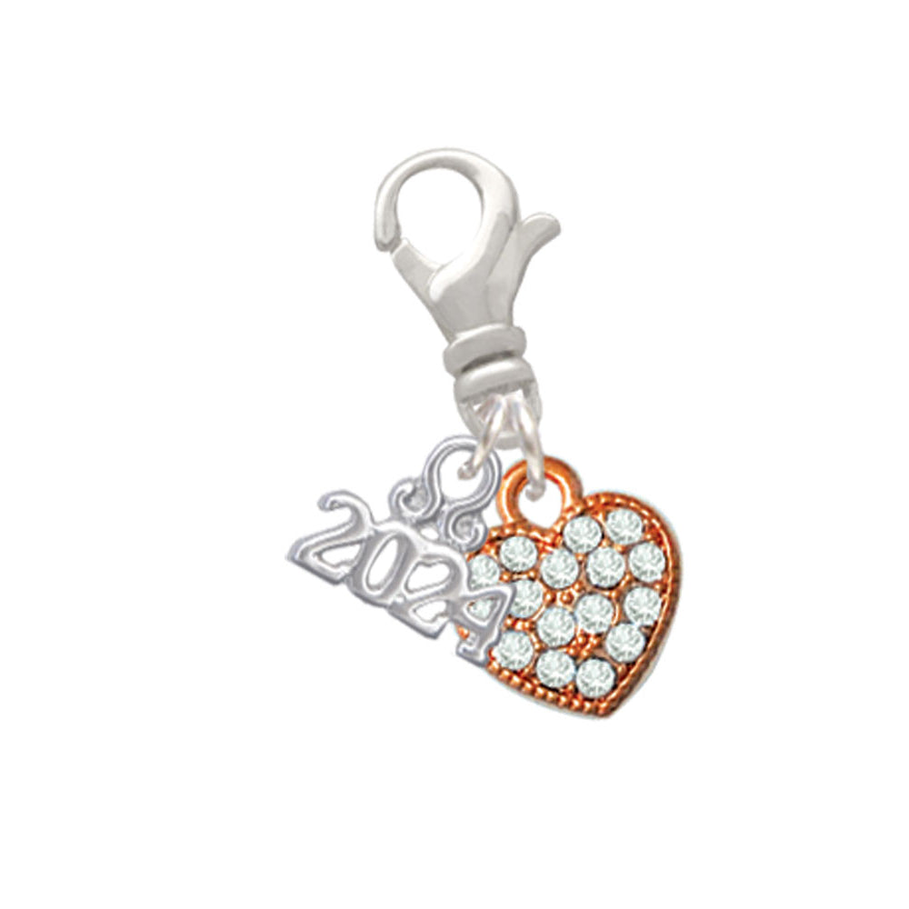 Delight Jewelry Clear Crystal Heart Clip on Charm with Year 2024 Image 6