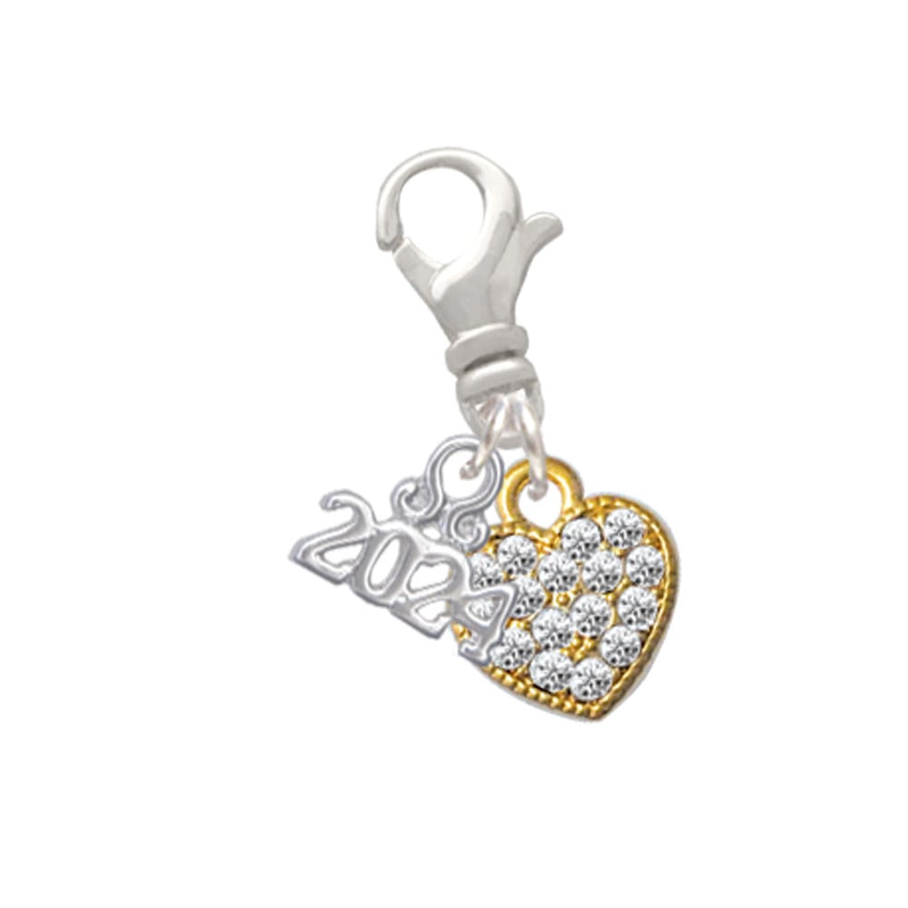 Delight Jewelry Clear Crystal Heart Clip on Charm with Year 2024 Image 1