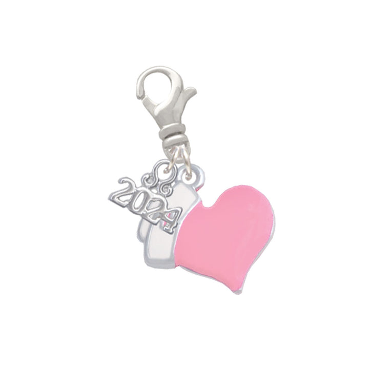 Delight Jewelry Silvertone Enamel Heart with Nurse Hat Clip on Charm with Year 2024 Image 4