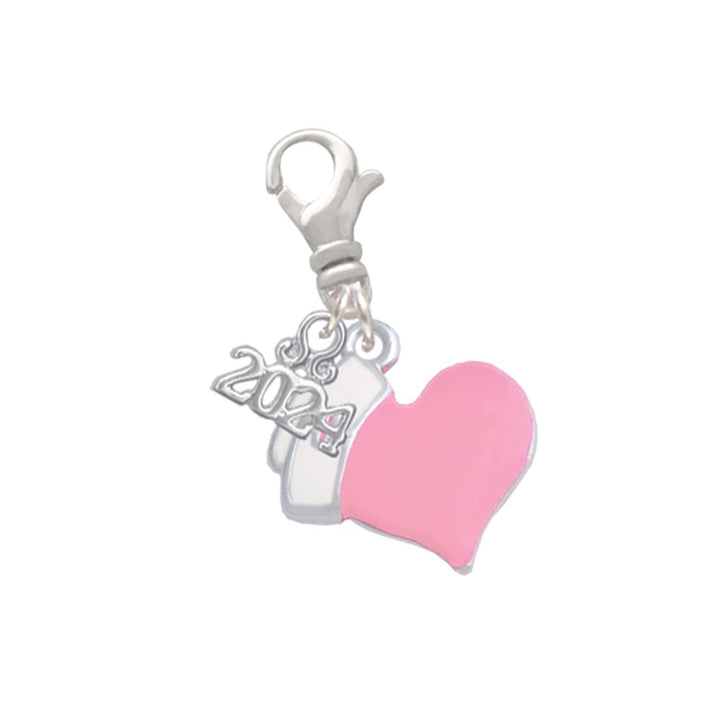 Delight Jewelry Silvertone Enamel Heart with Nurse Hat Clip on Charm with Year 2024 Image 1