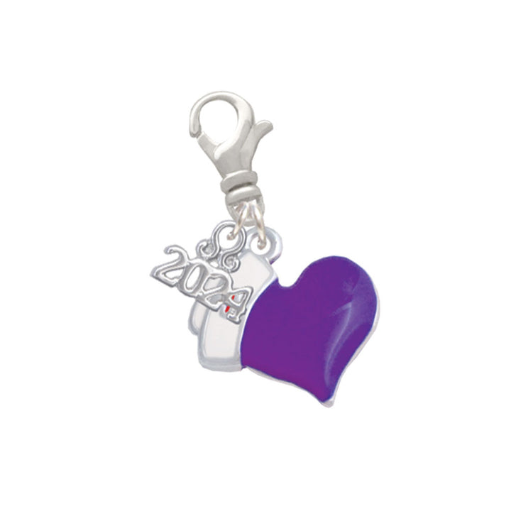 Delight Jewelry Silvertone Enamel Heart with Nurse Hat Clip on Charm with Year 2024 Image 7