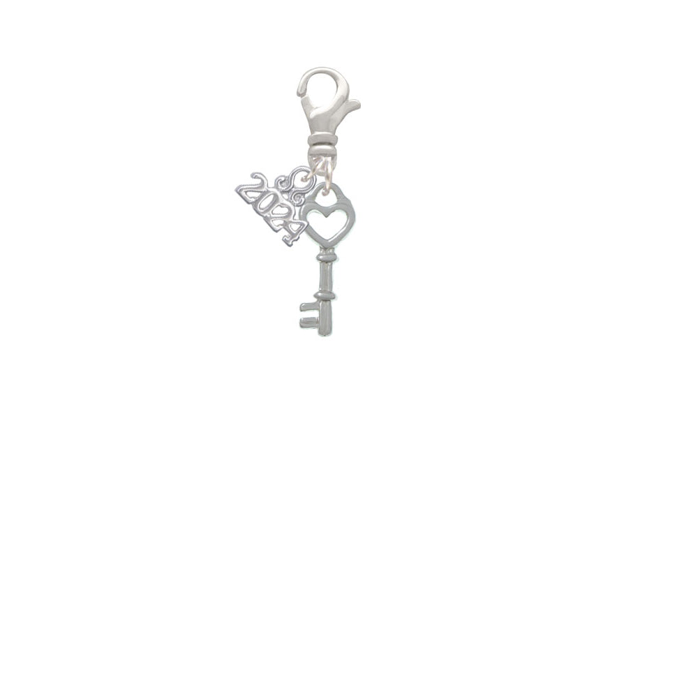 Delight Jewelry Plated Open Heart Key Clip on Charm with Year 2024 Image 2