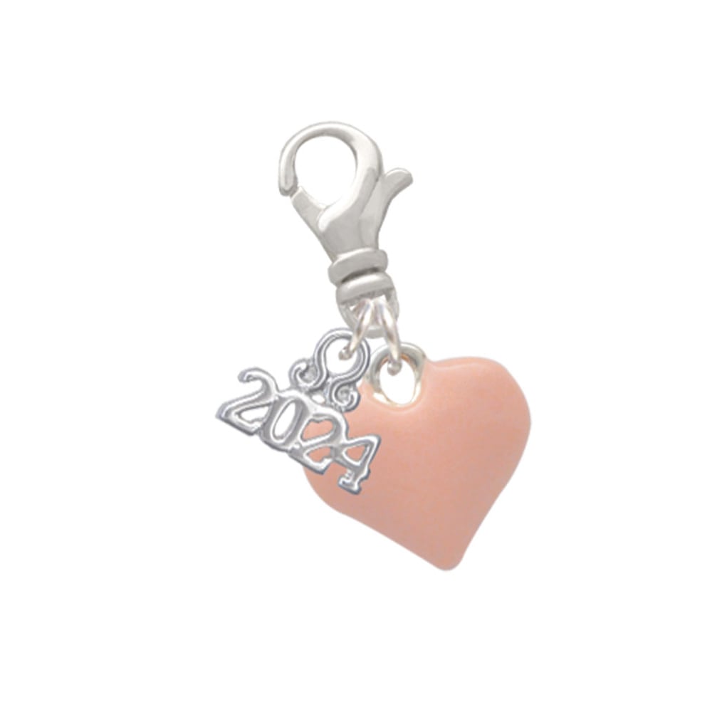 Delight Jewelry Silvertone 3-D Enamel Puffy Heart Clip on Charm with Year 2024 Image 1