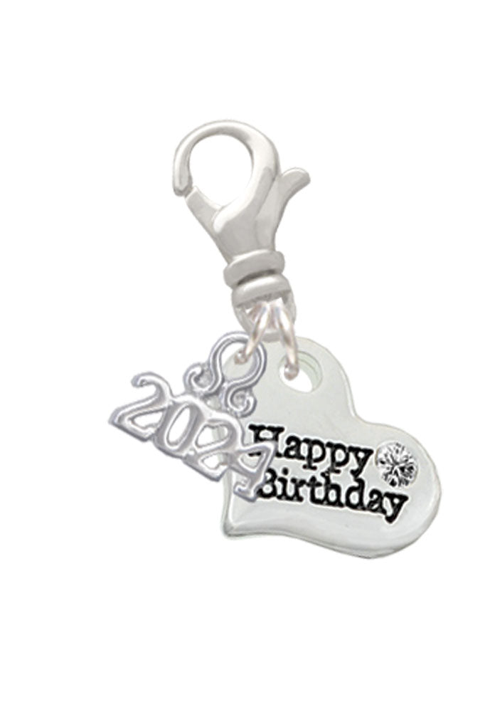 Delight Jewelry Silvertone Small Message Heart Clip on Charm with Year 2024 Image 1
