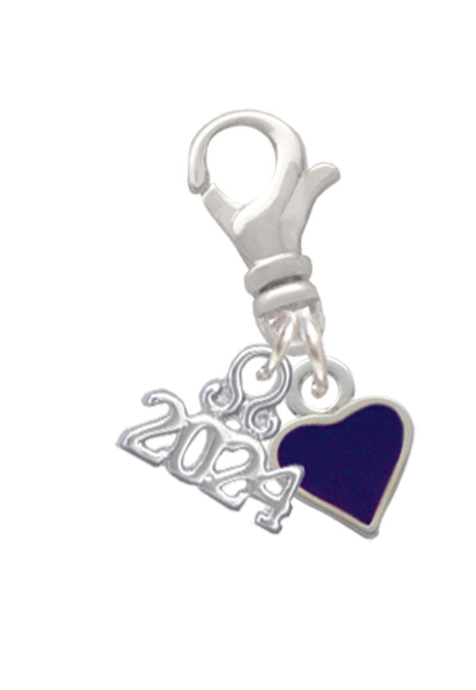 Delight Jewelry Silvertone Mini 2-D Enamel Heart Clip on Charm with Year 2024 Image 2