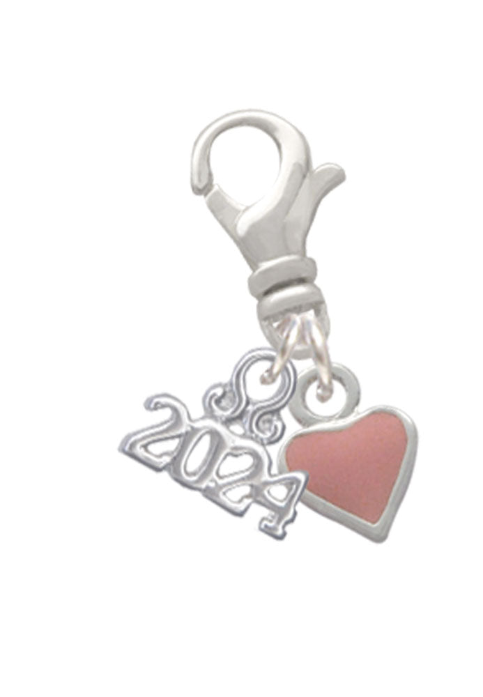 Delight Jewelry Silvertone Mini 2-D Enamel Heart Clip on Charm with Year 2024 Image 3